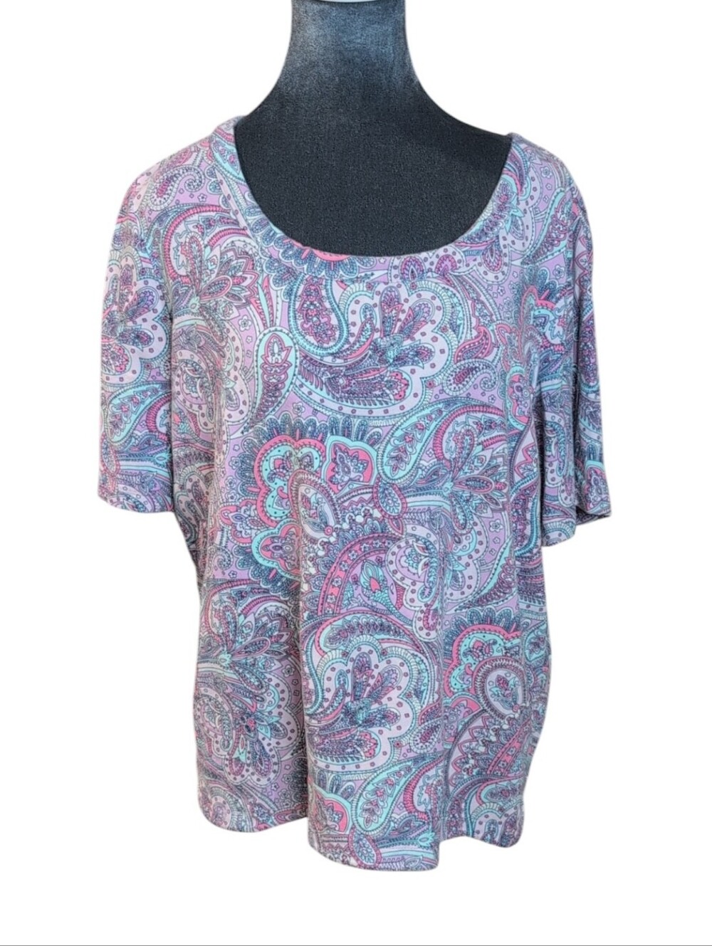 Talbots Light Purple Paisley Tee Size 1X